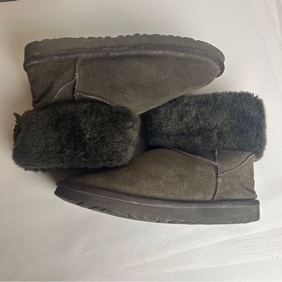 UGG low ankle folded winter boots size 8 brown - Picture 2 of 5